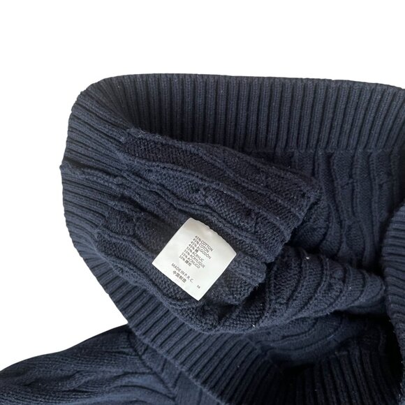 Brandy Melville Cable Knit Vneck Sweater Navy One Size Preppy Fisherman Academia - Picture 5 of 8